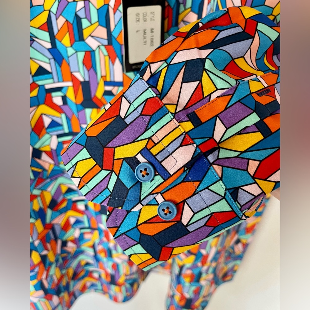 Mizumi Couture modern fit Colorful button down Shirt NWT - Picture 6 of 15